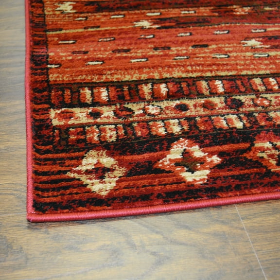 Mayberry Rug Lodge King Diamond Head Southwestern Lodge Area Rug Red 5'3"x7'7" 5' x 8'