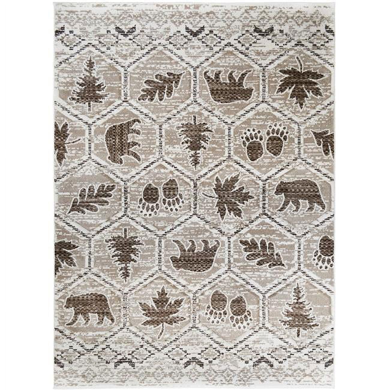 Tacoma Camp Creek Beige and Brown Synthetic Area Rug