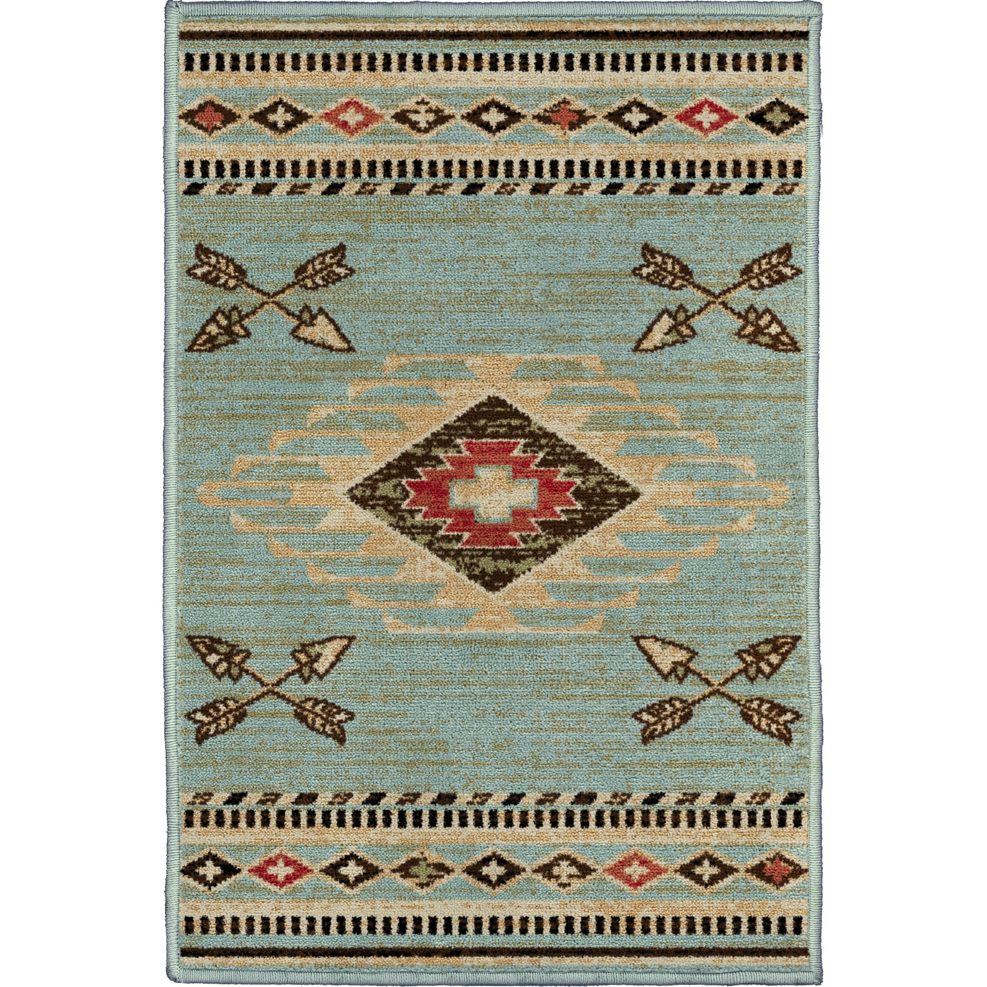 Mayberry Rugs American Destination Arrowhead Southwest Area Rug Blue 2'2" x 3'3" Tribal 2' x 3