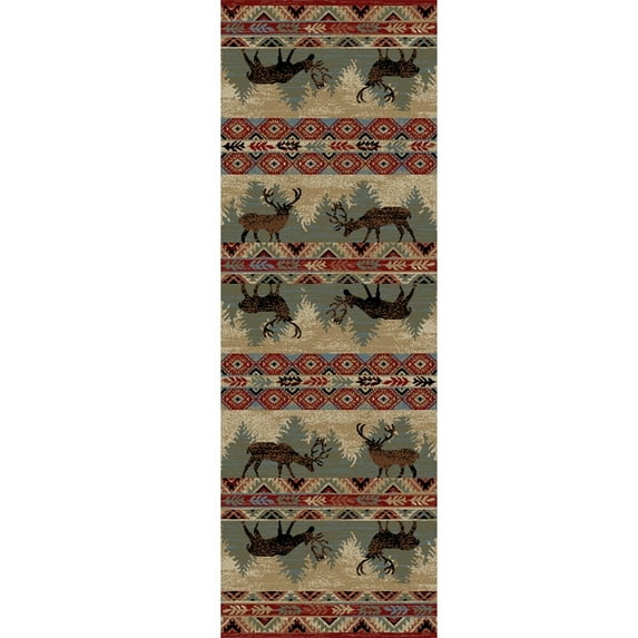 Mayberry Rugs American Destination Elk Springs Lodge Area Rug 2'3" x 7'7" Runner 8' Runner Runner, Indoor