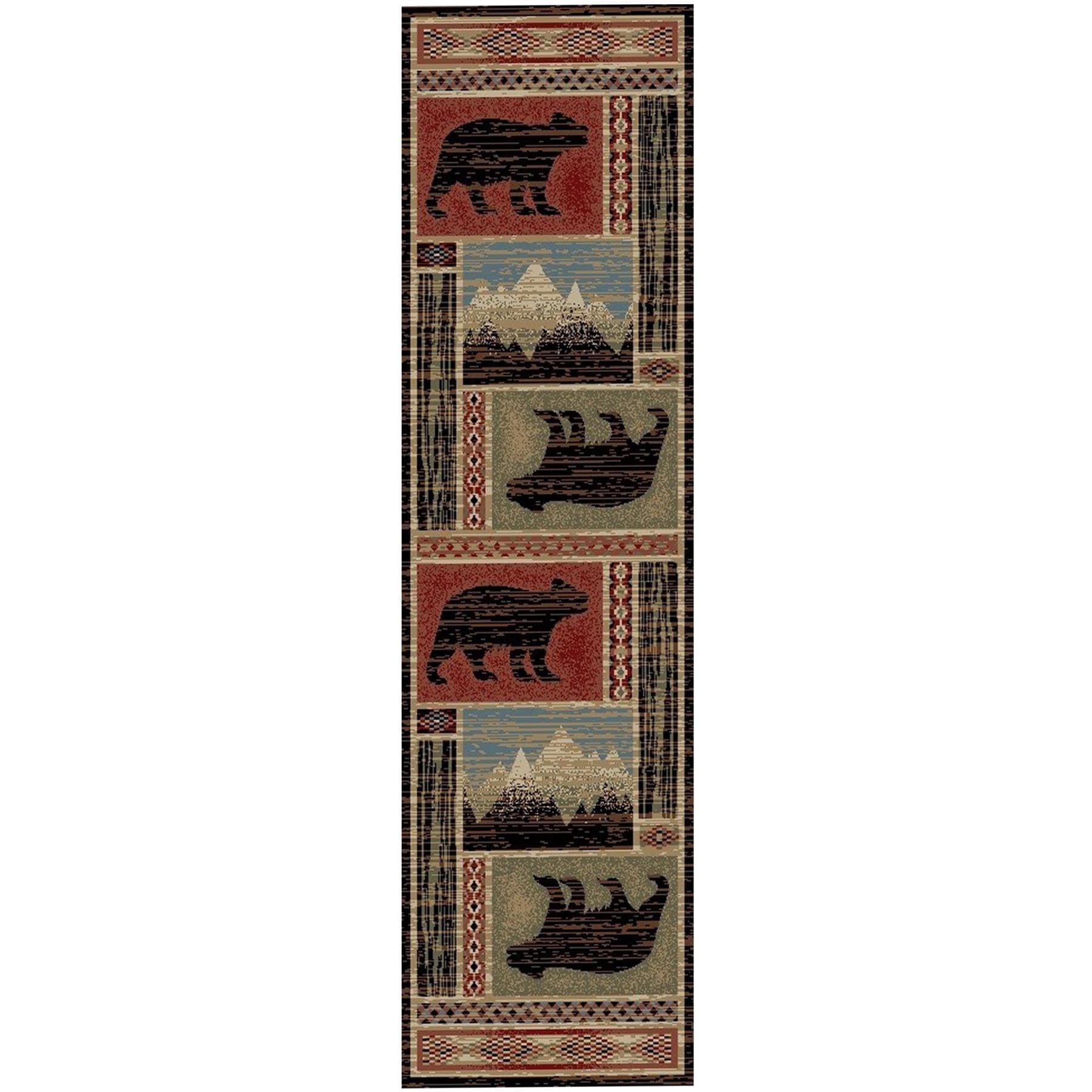 Mayberry Rugs Aspen Multi Lodge Bear Area Rug 2'3