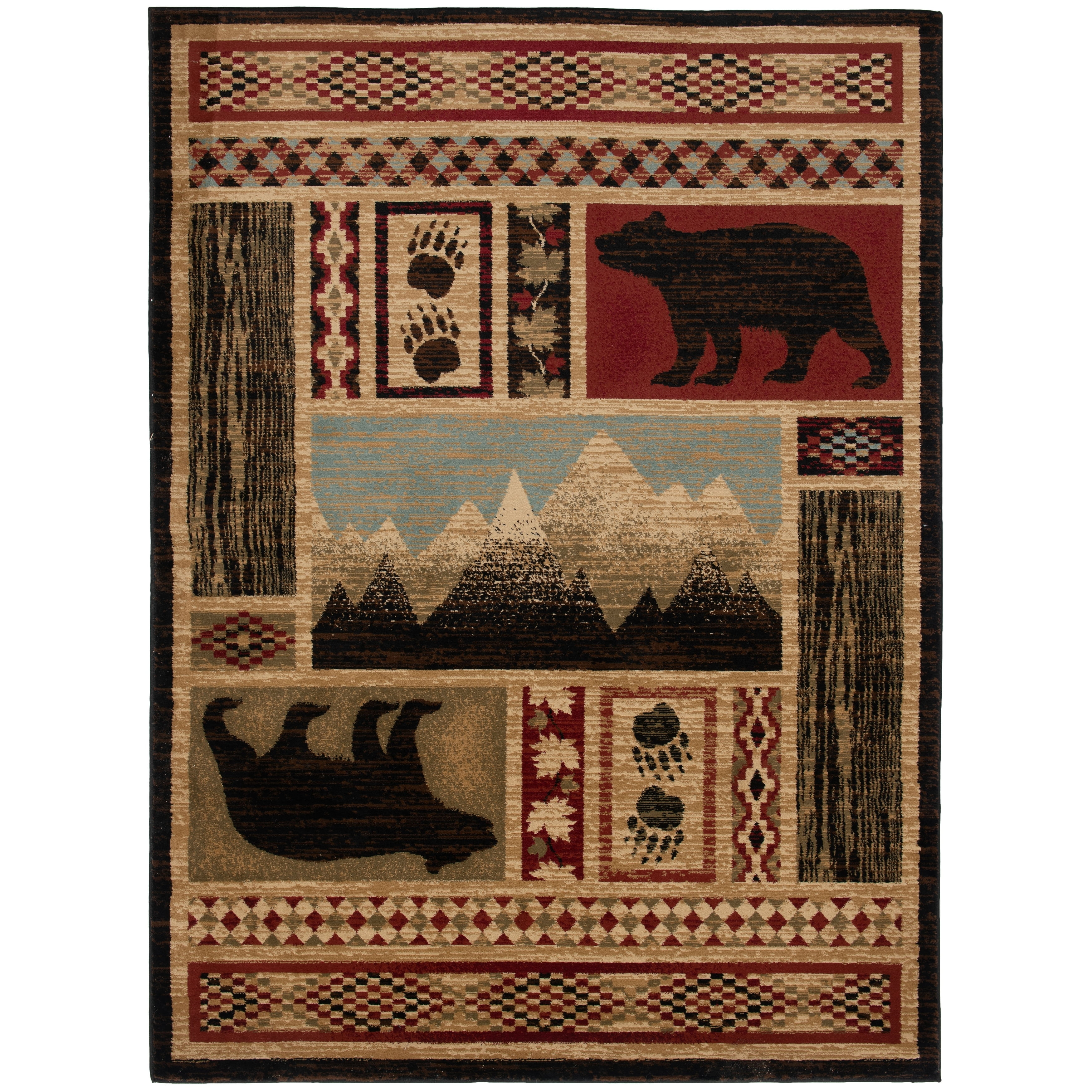 Mayberry Rugs Aspen Multi Lodge Bear Area Rug 7'10