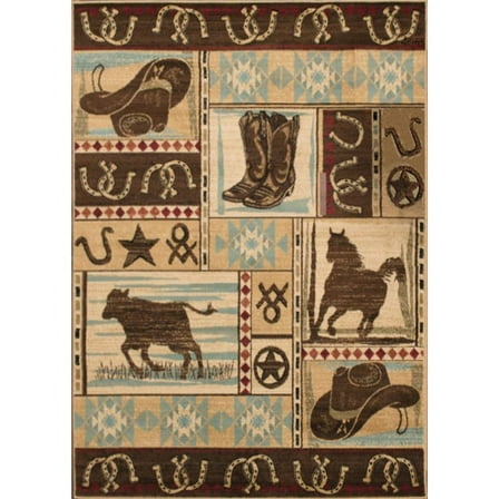 Mayberry Rugs Hearthside Desperado Western Rodeo Area Rug Multi 2'2" x 3'3" Novelty 2' x 3'