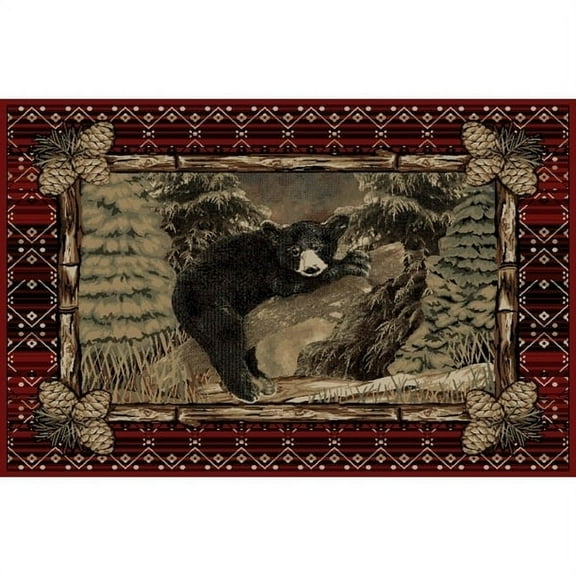 Mayberry Rugs Lodge King Lazy Bear Rustic Pine Cone Area Rug 5'3" x 7'7" 5' x 8' Indoor Runner, Rectangle