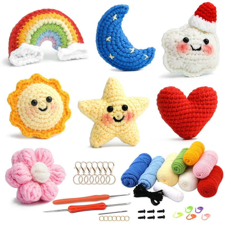 Mayboos Crochet Kit for Beginners, Beginner Crochet Kit for Adults, Crochet  Starter Kit with 10 Colors of Yarn, Crochet Stuffing, Crochet Keychain,  Step-by-Step Instruction, and Video Tutorials 