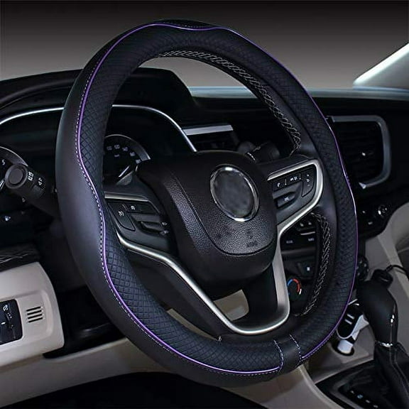 Mayco Bell Microfiber Leather Car Large Steering Wheel Cover (15.25''-16'', Black Purple)