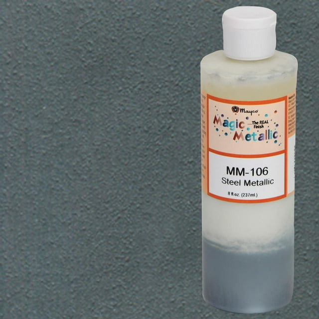 Mayco Magic Metallics Non-Toxic Metallic Paint, 8 oz Bottle, Steel