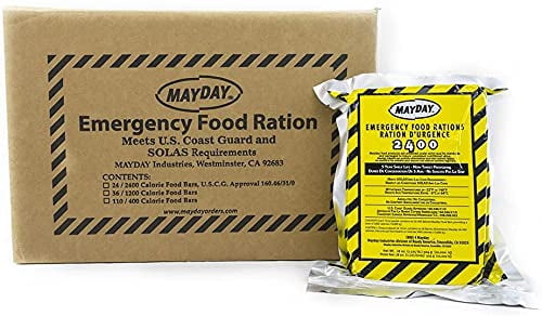 Mayday 2400 Calorie Food Bars US Coast Guard Approved 5 Year Shelf Life 6 Pack