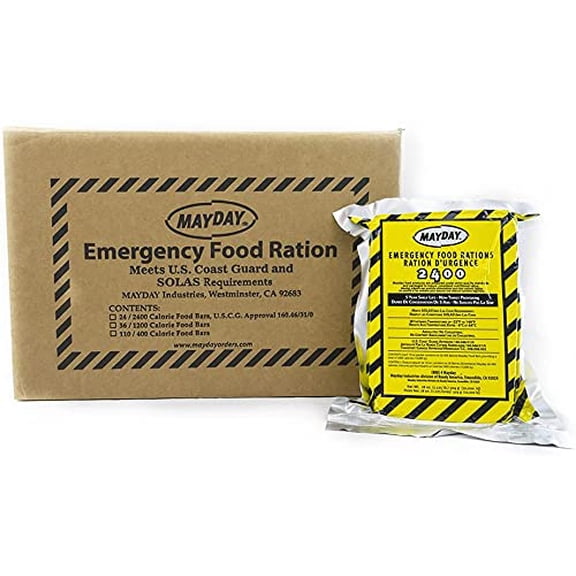Mayday 2400 Calorie Food Bars US Coast Guard Approved 5 Year Shelf Life 6 Pack