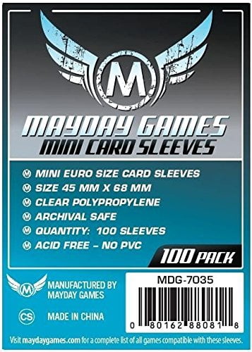 card sleeves 45 x 68 Mayday Games Mini Card Sleeve 45 Mm X 68 Mm Pack Of 100