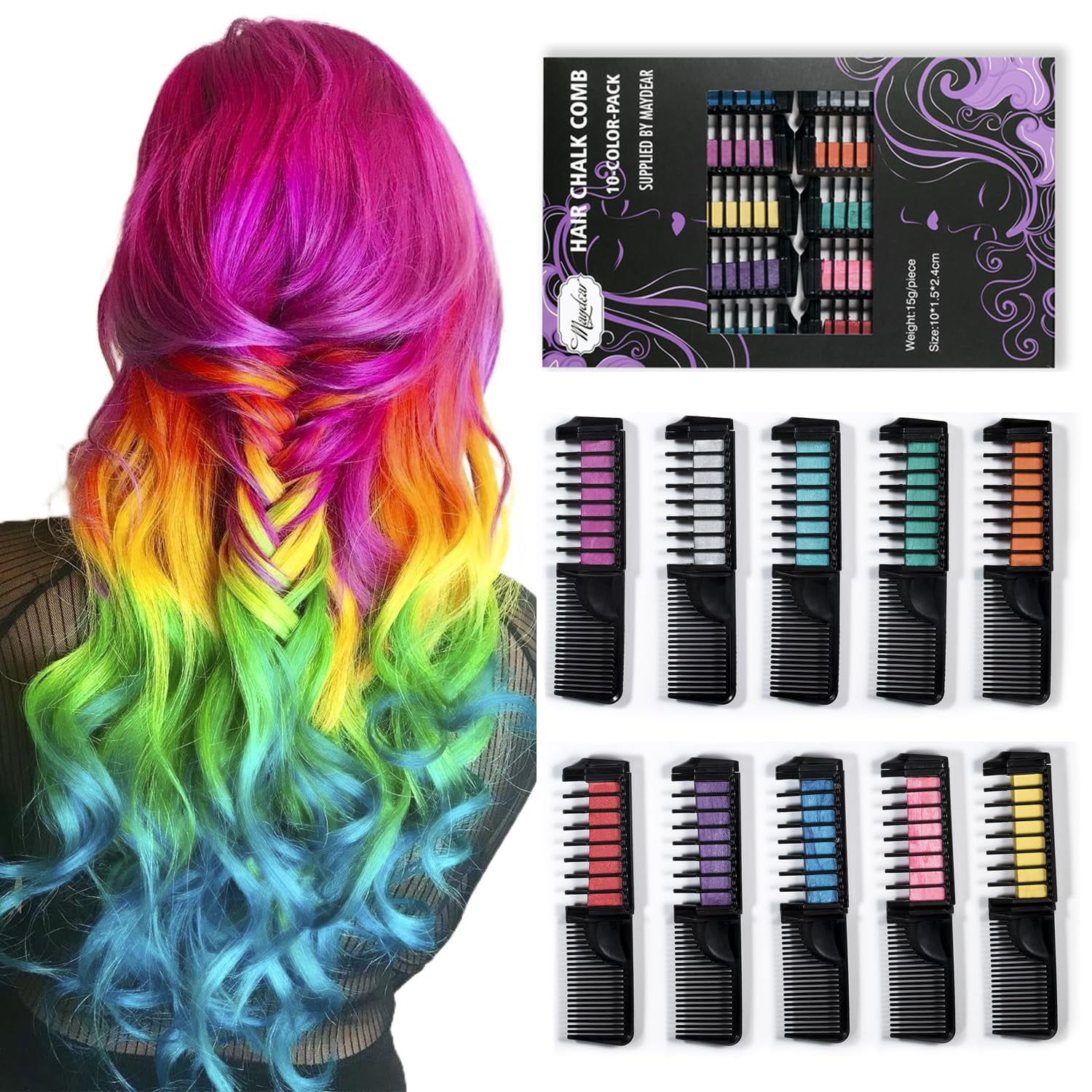 10 Color Hair Chalk for Girls Temporary Hair Color Dye for Kids,Washable  Hair Chalk Comb,Gifts for Girls Age 8-12,Best Creative Gifts for Children's  Day Christmas Halloween Cosplay Birthday Party New Year 