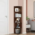 thumbnail image 1 of Maydear 5-Tier Corner Bookshelf Bamboo Corner Bookcase, Mid Century Modern Corner Bookshelf Free Standing Corner Shelf Corner Standing Shelf for Living Room, Bedroom, Home Office, Kitchen (5-Tier), 1 of 8