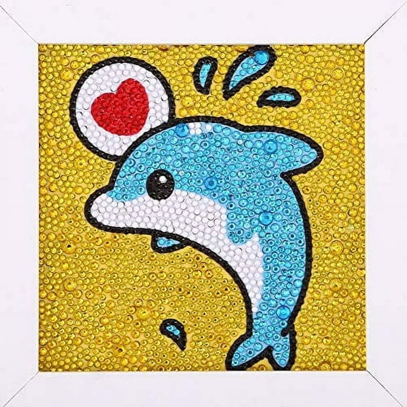 Maydear 5D Diamond Painting Art Kit, DIY Diamond Paintings for Adults Kids Gem Art Crafts Home Decor 6X6 inch (Dolphins)