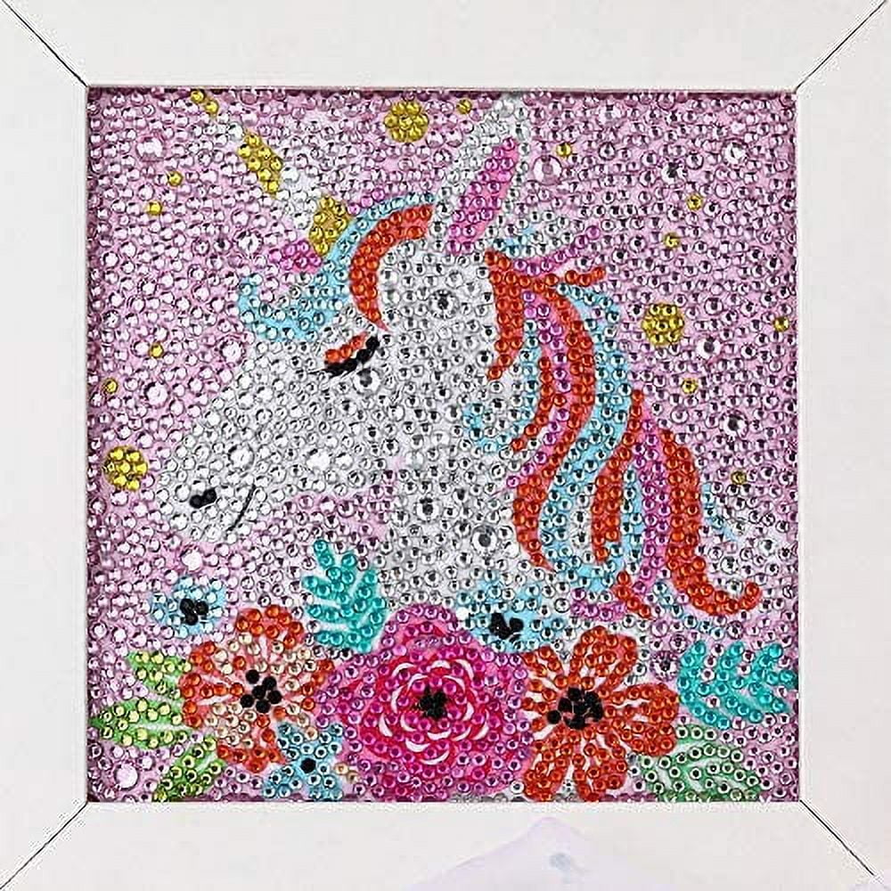 Maydear Small and Easy DIY 5d Diamond Painting Kits With Frame for Beginner  With White Frame for Kids 79 Inch christmas Bunny 