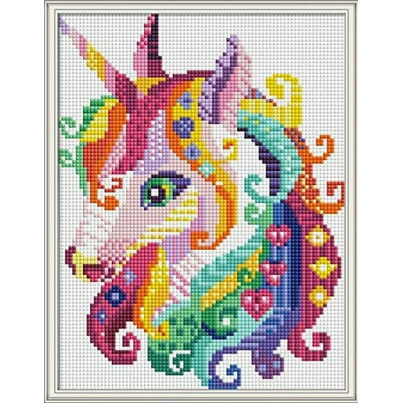 Maydear 5D Diamond art kits for kids Adults Full Drill DIY Kids Diamond Painting kits - Unicorn-2 8.7×11 (inch)