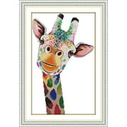 Maydear Cross Stitch Stamped Kits Full Range of Embroidery Starter Kits Beginners for DIY 11CT 3 Strands - Giraffe 14.220.5(inch)