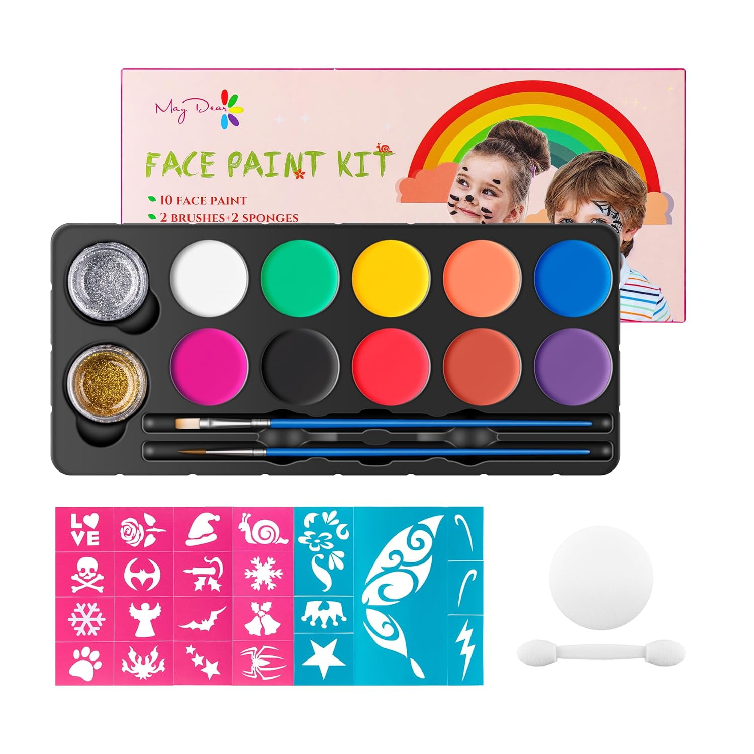 Zenovika Face Painting Kit for Kids - Non-Toxic and Hypoallergenic Face  Paint Kit with 28 Colors, Stencils, Book, and Professional Halloween Makeup  Kit - Safe and Easy to Use Face Paint Kit