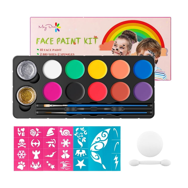  Vibrant Facepaint Makeup Kit for Kids, Face Body Paint Set,  Face Body Painting Kit for Teens & Adults, Safe Facepaint for Halloween,  Cosplay Costumes, Parties and Festivals, Easy to Use. 