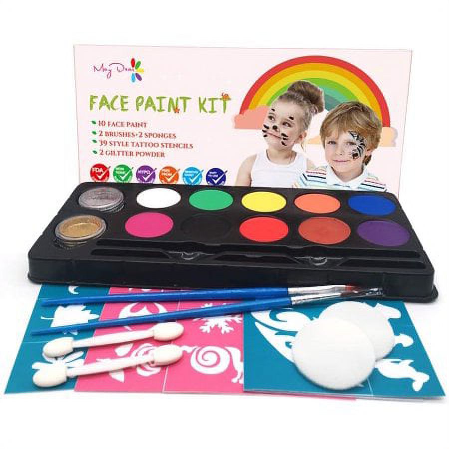 Maydear Face Painting Kit for Kids with 12 Colors Safe and NonToxic Large Water Based Face Body