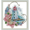 thumbnail image 1 of Maydear Full Range of Embroidery Starter Kits Stamped Cross Stitch Kits Beginners for DIY Embroidery (Multiple Pattern Designs)-Starfish Lighthouse, 1 of 4