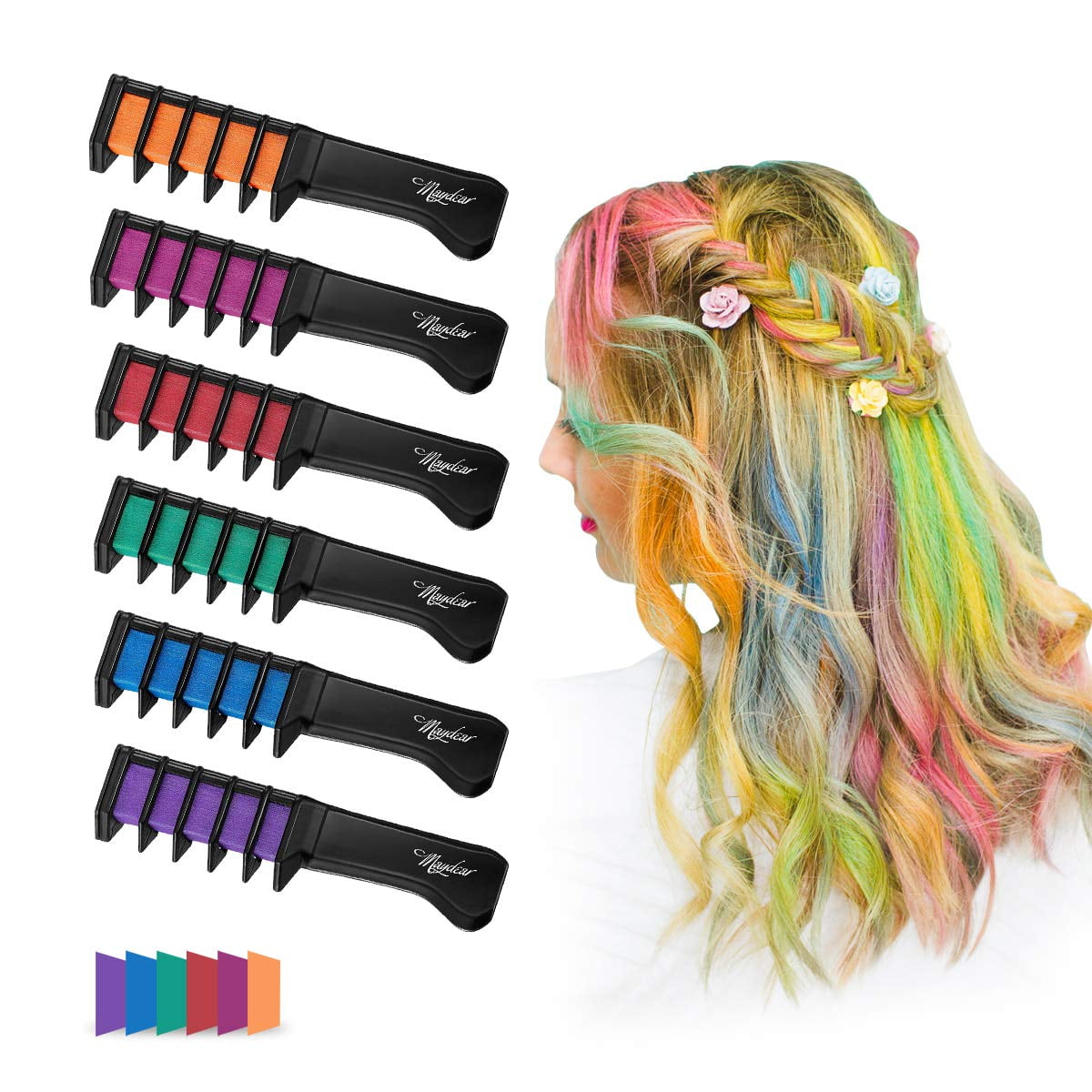  Glow Temporary Hair Chalk Comb, Glow in The Black Light  Washable Hair Color Comb for Girls Kids Non-Toxic Hair Dye for Birthday  Halloween Cosplay Party : Beauty & Personal Care