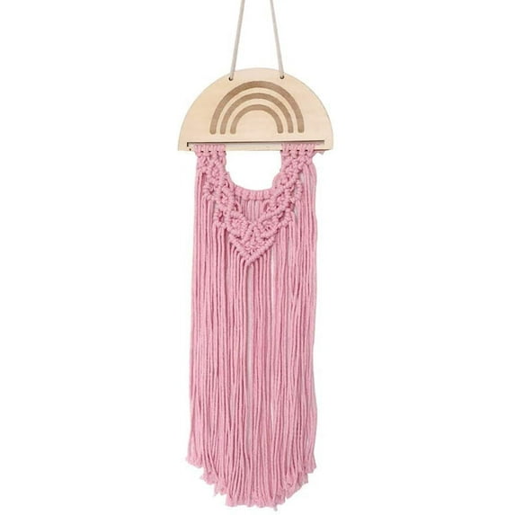 Maydear Macrame Wall Hanging Tapestry, Cotton Handmade Woven Art Home Wall Decor, Boho Pocket Decor for Apartment Bedroom Nursery-Hairpin Storage -B03,7.5"Wx26.8"L