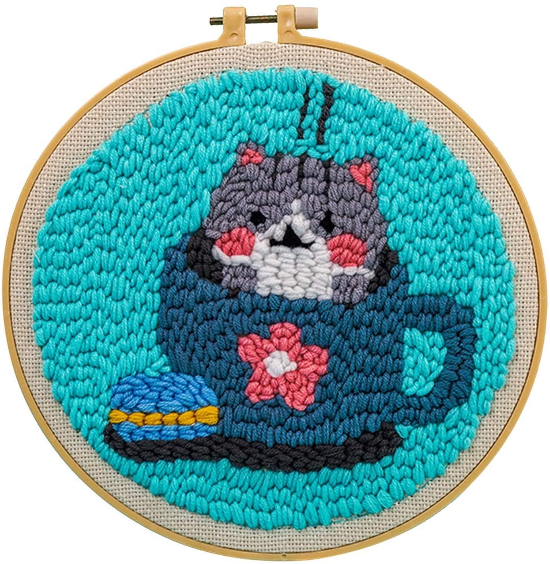 Maydear Punch Needle Starter Kit for Beginner Cartoon Rug Hooking ...