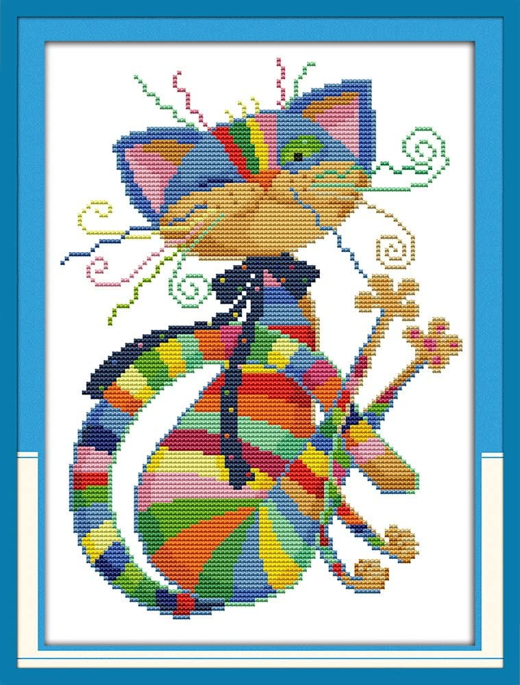 Cats 5 Stamped Cross Stitch Kits for Kids.Needlepoint Kits for Beginners.  Embroidery Kit for Kids. Crossstitch Kit for Beginners and Girls (Cats)