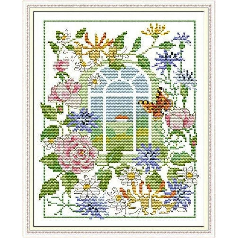 Maydear Stamped Cross Stitch Kits, Needlepoint Embroidery Kits for Beginner  Kids or Adults, 14CT 2 Strands DIY Easy Counted Cross Stitch Kit - Three