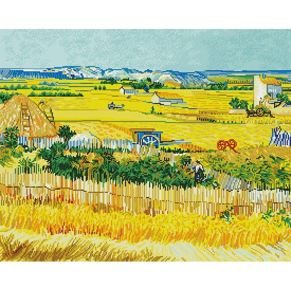 Maydear Stamped Cross Stitch Kits, Embroidery Starter Kits for Beginners DIY- Van Gogh's Farm 22.83×18.90 inch