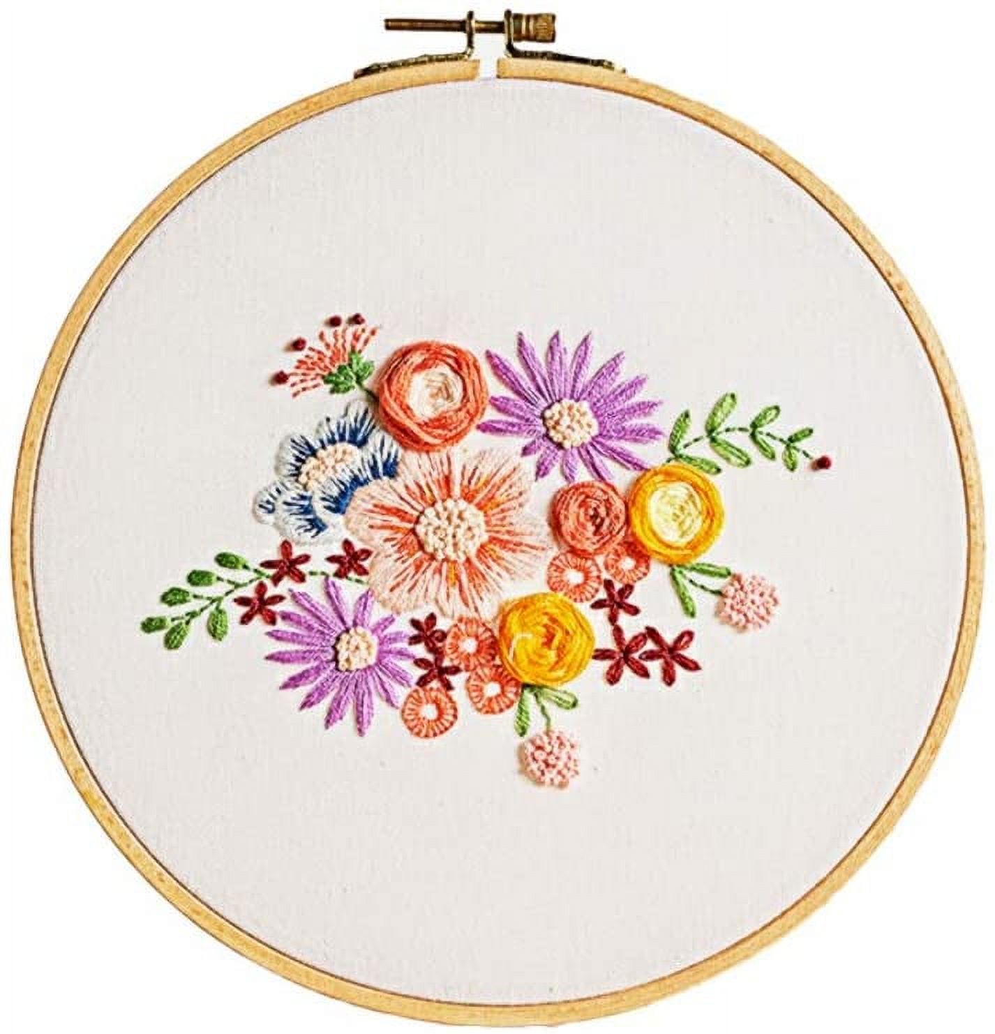 Stibadium Embroidery Kit for Beginners Cross Stitch Kits DIY Stamped  Embroidery Starters Set with Floral Pattern Instructions Embroidery Hoop  and Color Threads for Adults Kids Wall Decor 