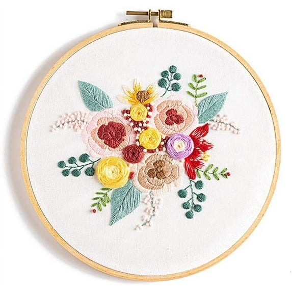 Maydear Stamped Embroidery Kit for Beginners with Pattern, Cross Stitch kit, Embroidery Starter Kit Including Embroidery Hoop, Color Threads and Embroidery Scissors - Sunset-Colors