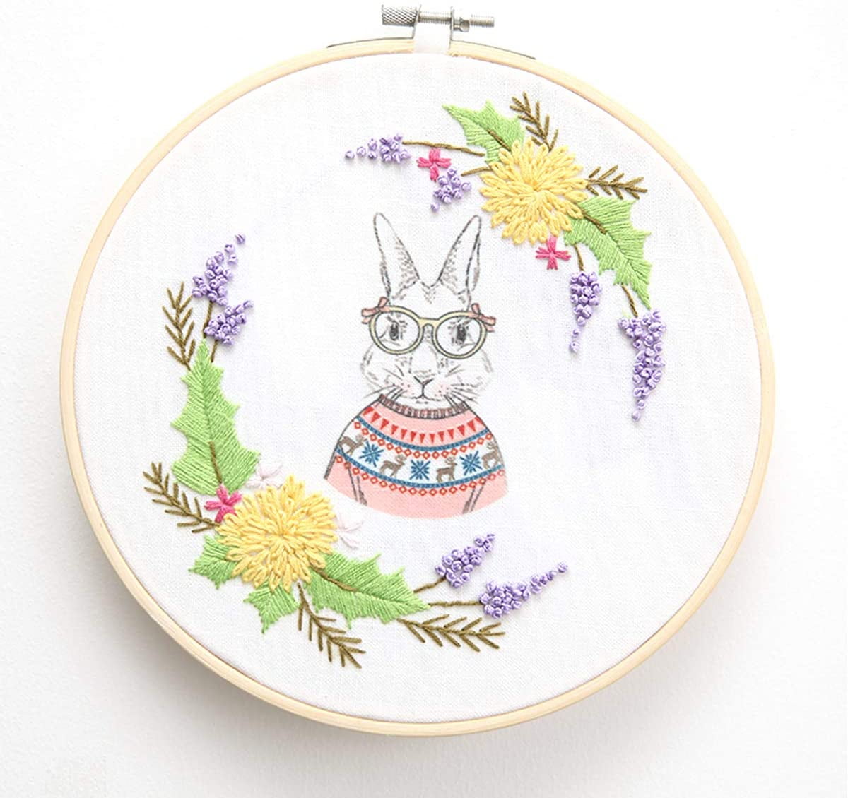 Maydear Stamped Embroidery Kit for Beginners with Pattern, Cross Stitch