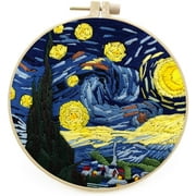 Maydear Stamped Embroidery Kit for Beginners with Pattern, Cross Stitch Kit - Starry Night