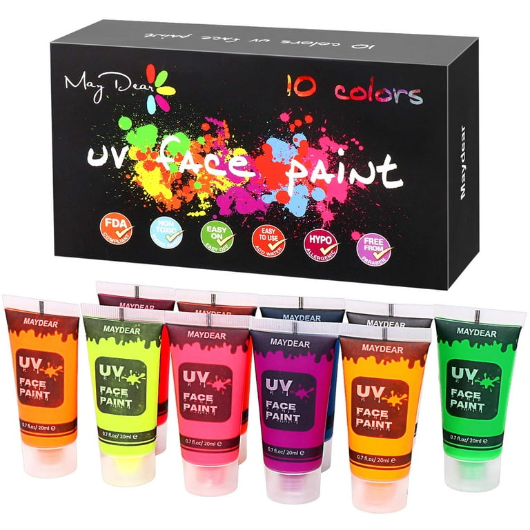 Kids Tempera Paint Set | Value Pack Includes 40 Washable Non-Toxic Colorful Paints (2oz bottles) & 15 Brushes | Metallic Neon Glow in The Dark