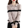 thumbnail image 1 of Maydear Womens Lapel+V Neck Sweater, Casual Long Sleeve Pullover Tops, 1 of 5