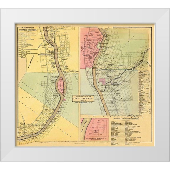 Mayer 13x12 White Modern Wood Framed Museum Art Print Titled - Oil Creek, Section 2 Pennsylvania Landowner