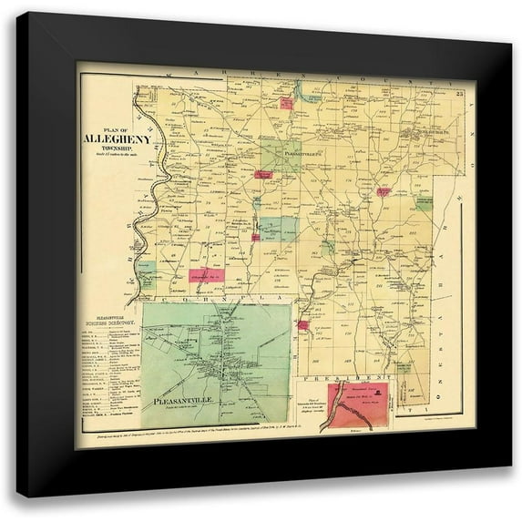 Mayer 22x20 Black Modern Framed Museum Art Print Titled - Allegheny Pennsylvania Landowner - Mayer 1865
