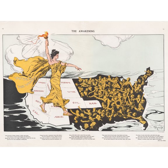 Mayer Awakening Votes Women Liberty Map Extra Large XL Wall Art Poster Print