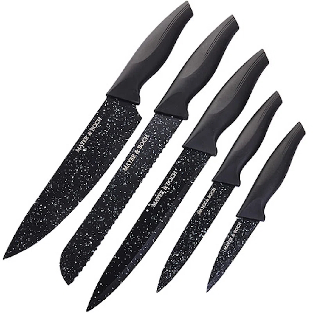 Mayer & Boch Knife Set Black Stainless Steel 6 Piece