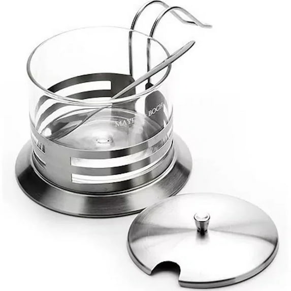 Mayer & Boch Sugar Bowl Wave Design With Lid And Spoon 9 oz