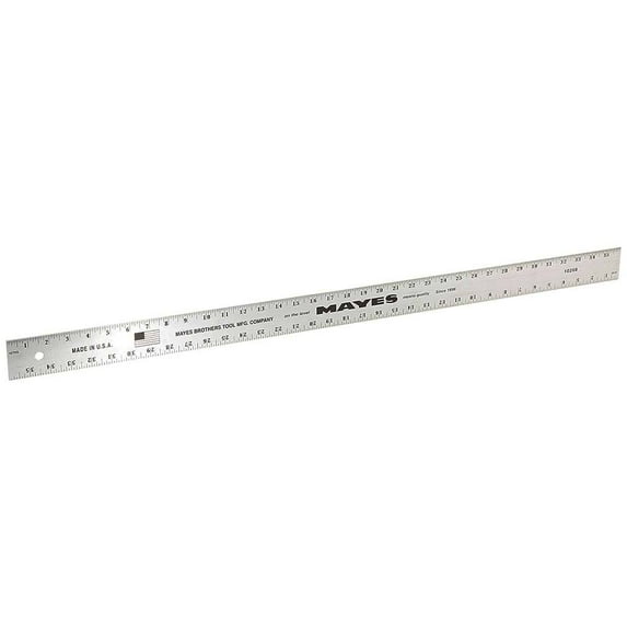 Mayes 10208 36 Inch Straight Edge Aluminum Ruler, Heavy Duty 36 Inch Ruler with Metric and Standard Measurements, Extra Thick Precision Straight Edge