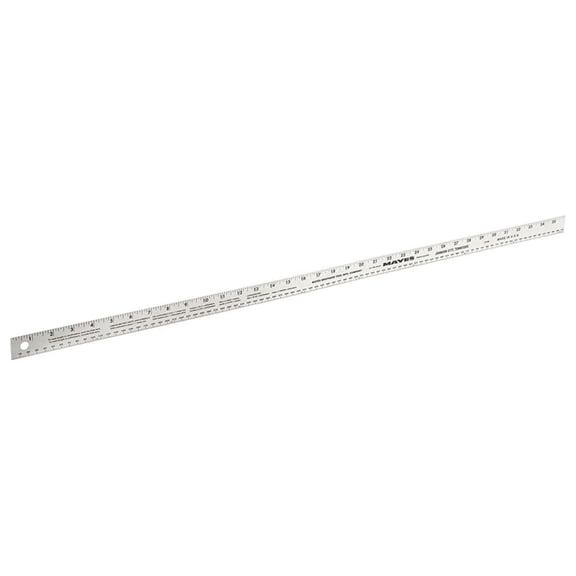 Mayes Straight Edge Aluminum Yardstick, Silver, 36 Inch