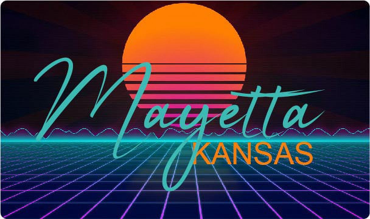 Mayetta Kansas 2 X 1.25Inch Vinyl Decal Stiker Retro Neon Design