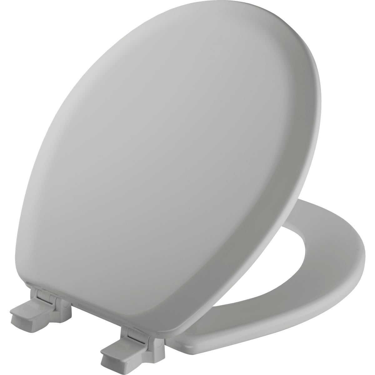 Mayfair Molded Wood Toilet Seat 46EC 162 - Lift-Off Hinges, Easy to Clean - Round, Silver — Standard Mounting Hardware, Drop-In Replacement