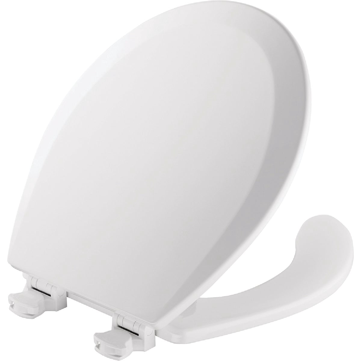 Mayfair 8440EC Open Front Toilet Seat and Lid, Easy Clean Hinges and Durable Wood Seat, Made in USA, Round, White