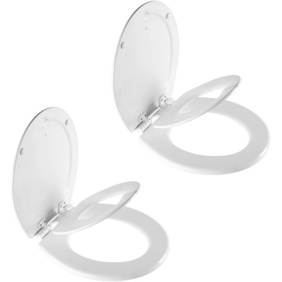 Mayfair 888SLOW 000 NextStep2 Toilet Seat with Built-In Potty Training Seat, Slow-Close, Removable that will Never Loosen, ROUND, White, 2-Pack
