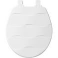 thumbnail image 1 of Mayfair Basket Weave Slow Close Round White Enameled Wood Toilet Seat, 1 of 8