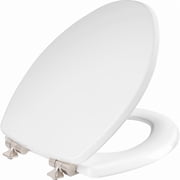 Mayfair Benton White Elongated Enameled Wood with Stay Tite & Whisper Close Toilet Seat