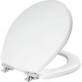 thumbnail image 1 of Mayfair Benton® Round Enameled Wood Toilet Seat in White Never Loosens and Soft Close Chrome Hinge, 1 of 11